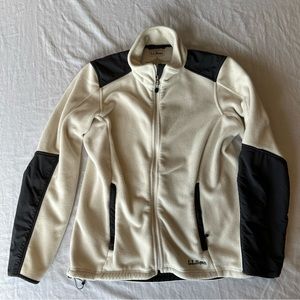 L.L. Bean Women’s S Zip Up Fleece Jacket Polartec Lightweight Coat Ivory Outdoor